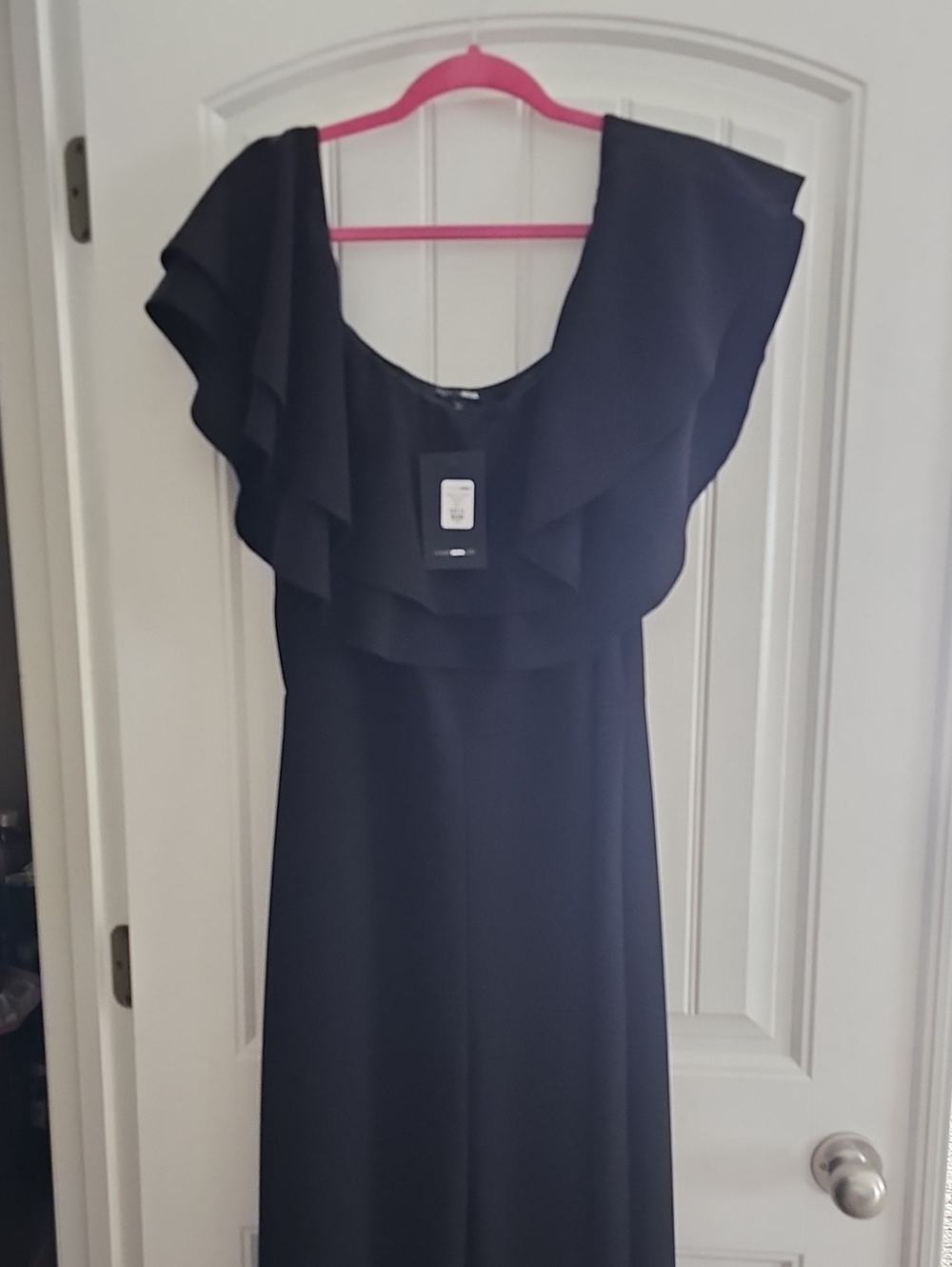 Elegant Black Ruffle-Trim Women’s Jumpsuit